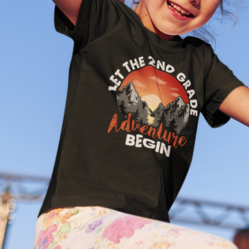 2nd Grade T Shirt For Kid Let The 2nd Grade Adventure Begin Retro Sunset Second Grade Kids T-Shirt, Back To School Shirt